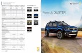 Renault DUSTER · 2020-01-13 · Renault DUSTER SPECIFICATIONS 1.6 16v 4x2 1.5 dCi 4x2 1.5 dCi 4x4 ENGINE 4 cylinder petrol 4 cylinder turbo diesel 4 cylinder turbo diesel Capacity