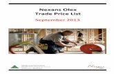 Nexans Olex Trade Price List Olex TPL...SINGLE CORE CABLES Nexans Olex TPL, September 2013 Product Code Description Conductor Area mm2 PVC INSULATED Single core, 0.6/1kV V-90 insulated,