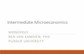 Intermediate Microeconomics - Purdue Universitybvankamm/Files/340 Notes/ECON 301 Notes 10 - Monopoly.pdfIntermediate Microeconomics MONOPOLY BEN VAN KAMMEN, PHD. PURDUE UNIVERSITY.