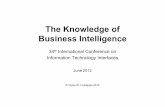 Information Technology Interfaces - Srceiti.srce.unizg.hr/docs/iti2012/ppt_Holsapple.pdf · The Knowledge of Business Intelligence Basic Proposition Business intelligence (BI) research