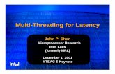 Multi-Threading for Latencycseweb.ucsd.edu/~tullsen/mteac5/shenslides.pdfPreliminary Hyper-Threading Technology performance numbers on prototype Intel Xeon processor MP platforms today