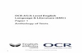 Paper 1 Anthology of Texts - OCR...providing a broad range of non-literary texts, spoken and written, from different periods, for linguistic analysis. In the A level examination for