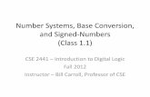 Number Systems, Base Conversion, and Signed-Numbers …crystal.uta.edu/~carroll/cse2441/uploads/467DEA45-82DF-5992-F58A-E2C01F5FD65C_.pdfBase Conversion (8) • When B = Ak • Algorithm
