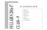 Content SYLLABUS 2016-17 CLASS - 9sdis.edu.in/pdf/download/syalllbus/gseb/std9.pdf · 2019-10-03 · 9. Triangle Students will learn about a triangle using the Identify exterior and