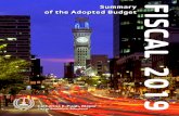 Summary of the Adopted Budget · Summary of the Adopted Budget FISCAL 2019 Catherine E. Pugh, Mayor City of Baltimore, Maryland