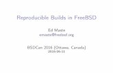 Reproducible Builds in FreeBSD - BSDCan 2018 · 2018-05-13 · Reproducible Builds in FreeBSD Ed Maste emaste@freebsd.org BSDCan 2016 (Ottawa, Canada) 2016-06-11