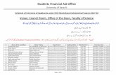 Students Financial Aid Office40 shafuq khan muhammad sarfaraz khan BioTechnology 4210110197856 12:15 PM Monday, October 15, 2018 41 Sobia Shafi Khan Muhammad Shafi Khan BioTechnology