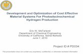 Development and Optimization of Cost Effective Material ...Development and Optimization of Cost Effective Material Systems For Photoelectrochemical Hydrogen Production Eric W. McFarland