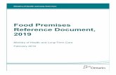 Food Premises Reference Document, 2019 · • Verify safe food handling practices with a food safety plan and ensure all employees are informed of safe food handling. • It is recommended