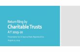 Return filing by Charitable Trusts First Things First THIS WORKSHOP IS ON RETURN FILING FOR A Y 2019-20