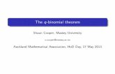 The q-binomial theorem - Auckland Mathematical …...Introduction Many functions and objects in mathematics have natural perturbations, called q-analogues. They contain an extra variable