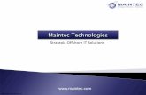Maintec Technologies established in 1998 to provide IBM Mainframe Training and Y2K remediation services A complete data center was established in