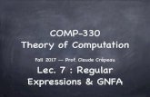 COMP-330 Theory of Computation - McGill Universitycrypto.cs.mcgill.ca/~crepeau/COMP330/LECTURE-7.pdf · 2017-10-03 · COMP 330 Fall 2012: Lectures Schedule 14. Context-free languages