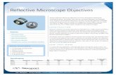 Reflective Microscope Objectives · The primary mirror has a spherical concave surface with a center hole. The secondary mirror is a small convex spherical mirror that is machined