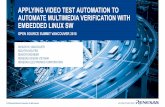 APPLYING VIDEO TEST AUTOMATION TO AUTOMATE … · 2019-12-21 · APPLYING VIDEO TEST AUTOMATION TO AUTOMATE MULTIMEDIA VERIFICATION WITH EMBEDDED LINUX SW OPEN SOURCE SUMMIT VANCOUVER