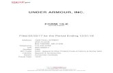 UNDER ARMOUR, INC. - learnfrombarryprework · UNDER ARMOUR, INC. FORM 10-K (Annual Report) Filed 02/23/17 for the Period Ending 12/31/16 Address 1020 HULL STREET 3RD FLOOR BALTIMORE,