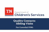 Quality Contacts: Sibling VisitsVisit was held in a home-like setting or other positive location. Visit included activities to engage the siblings in healthy/fun interaction. Children