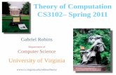 Theory of Computation CS3102 Spring 2011robins/cs3102/slides/Theory_Slides_Syllabus... · – Theory of computation and Automata theory – Formal languages and grammars – Chomsky