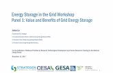 Energy Storage in the Grid Workshop · Energy Storage in the Grid Workshop Panel 1: Value and Benefits of Grid Energy Storage For the Definition of National Priorities for Research