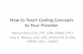 How to Teach Coding Concepts to Your Provideraapcperfect.s3.amazonaws.com/a3c7c3fe-6fa1-4d67-8534-a3c...How to Teach Coding Concepts to Your Provider Nancy Clark, COC, CPC, CPB, CPMA,