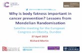 Why is body fatness important in cancer prevention ... · Cancer research for cancer prevention DESCRIBE OCCURRENCE UNDERSTAND THE CAUSES PREVENTION AND IMPLEMENTATION Global burden