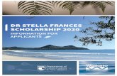 DR STELLA FRANCES SCHOLARSHIP 2020...Ō˚˛˝˙ Ōˆˇ˘˛ ˚ ˆ ˚ ˙ Ō ˚ ˚ DR STELLA FRANCES SCHOLARSHIP The Department of Conservation and Waikato Regional Council established