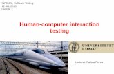 Human-computer interaction testing - Human Computer Interaction - Usability - User friendliness - Interaction