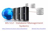 BIS 512 - Database Management Systemsmisprivate.boun.edu.tr/durahim/lectures/BIS512-W1-Intro.pdf · Manager of a DBMS –the responsibility of the DBMS’ client communications manager
