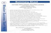 Summary Sheet - Votaw35 Ton Crane Capacity with 32 Feet under the Hook Precision Tooling– Machining, Fabrication, and Assembly Precision Flight Hardware-Machining, Fabrication, and