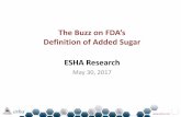 The Buzz on FDA’s Definition of Added Sugar ESHA Research · During this 45 minute webinar we will cover: •FDA’s Definition of Added Sugars •Brix Values •Fruit Juice Concentrate