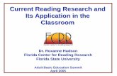 Current Reading Research and Its Application in the Classroom · Current Reading Research and Its Application in the Classroom Dr. Roxanne Hudson Florida Center for Reading Research