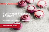 Full-Year Results 2018/19 - Barry Callebaut · FY 2018/19 Analyst & Media Conference Cautionary note Certain statements in this presentation regarding the business of Barry Callebaut