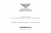 VODAFONE NEW ZEALAND MUSIC AWARDS · Artist, Breakthrough Artist of the Year, Best Rock Artist, Best Pop Artist, Best Alternative Artist, Best Hip Hop Artist, Best Soul/RnB Artist,