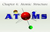 Chapter 4: Atomic Structure · •Atoms are indivisible and indestructible •Did not explain chemical behavior •Lacked experimental support, because he didn’t use any type of