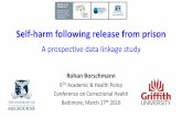Self-harm following release from prison · Self-harm following release from prison A prospective data linkage study Rohan Borschmann 9TH Academic & Health Policy Conference on Correctional