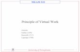 Principle of Virtual Work - Penn Engineeringmeam535/fall03/slides/Virtual Work.pdf · MEAM 535 University of Pennsylvania 2 Virtual Work Key Ideas zVirtual displacement Small Consistent