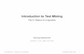 Introduction to Text Mining - uni-paderborn.de · Introduction to Text Mining Part II: Basics of Linguistics Henning Wachsmuth ... Text Mining II Basics of Linguistics ©Wachsmuth