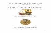 MULTIPLE DISTRICT N DIRECTORY 2017-2018 LIONS CLUBS ... 2018/MD Directory 2017-18.pdf · year term as a director of Lions Clubs International at the association’s 100th International