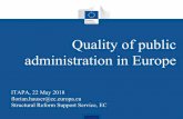 Quality of public administration in Europe · Source: World Bank, Worldwide Governance Indicators. AT BE BG HR CY CZ DK EE FI FR DE EL HU IE IT LVLT LU MT NL PL PT RO SK SI ES UK