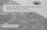 Index of Surf ace-Water Records to December 31, 1963 · Index of Surface-Water Records to December 31, 1963 Part 9. Colorado River Basin By H. P. Eisenhuth INTRODUCTION This report