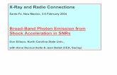 Broad-Band Photon Emission from Shock Acceleration in SNRsX-Ray and Radio Connections Santa Fe, New Mexico, 3-6 February 2004 Broad-Band Photon Emission from Shock Acceleration in