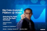 Big Data Analytics Platform @ Nokia · Nokia Internal Use Only 18 . Hadoop VS SQL/Analytical DB . SQL/DW • Discover the question • Interactive/Fast • No coding • Standard