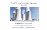 Che-205: Heat Transfer Fundamentals - WordPress.com · 2/2/2018  · Che-205: Heat Transfer Fundamentals (Spring 2017) Dr. Muhammad Wasim Tahir ... 11. Momentum and heat transfer