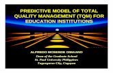 PREDICTIVE MODEL OF TOTAL QUALITY MANAGEMENT (TQM) … · 2017-11-09 · implementation of TQM with the aid of the TQM predictive model will provide venue for employees to attune