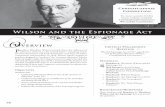 Wilson and the espionage Act - Bill of Rights Institute...©The Bill of Rights Institute Wilson and the Espionage Act Woodrow Wilson and A the espionage Act W orld War I began in Europe