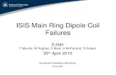ISIS Main Ring Dipole Coil Failures · 2017-03-13 · ISIS Main Ring Dipole Coil Failures S Jago T Mouille, M Hughes, S West, A McFarland, S Kellard 30th April 2015 . Accelerator