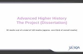Advanced Higher History The Project (Dissertation) · Advanced Higher History The Project (Dissertation) 50 marks out of a total of 140 marks (approx. one third of overall marks)
