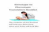 Genotype to Phenotype Translation Booklet · Translation Booklet The contents of this booklet will help you determine what your baby will look like. Sex Determination If your dropping
