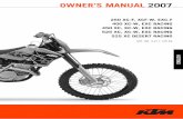 OWNER’S MANUAL 2007 450 EXC/8460G3_OM_EN.pdfAll information contained is without obligation. KTM-Sportmotorcycle AG particularly reserves the right to modify any equipment, technical