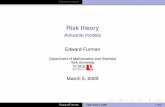 Risk theory - Actuarial modelshkj/Teaching/temp/lecture2_1.pdfActuarial models Risk theory Actuarial models Edward Furman Department of Mathematics and Statistics York University March
